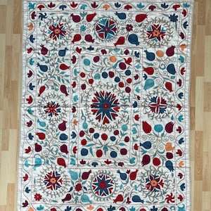 Vintage Suzani Embroidered bed cover, wall hanging, Table Cloth.