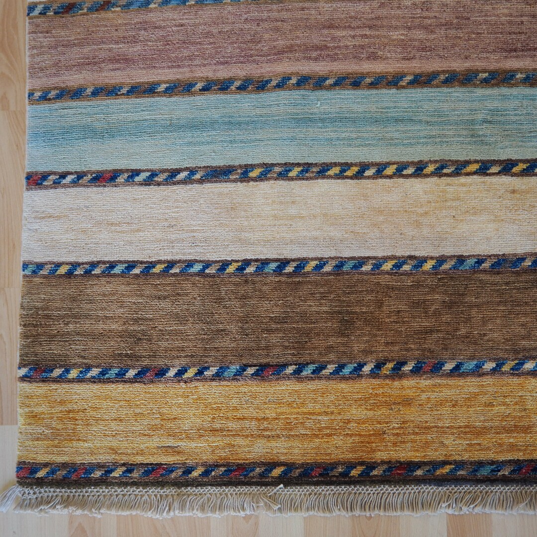 Strip Design Rugs Multi Colour Beautiful Modern Strip Design Organic Dyed Vintage Rug. - Etsy