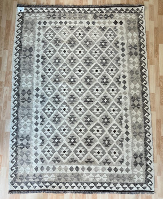 Undyed Organic Colour Afghan Maimana Hand Woven Wool Kilim.