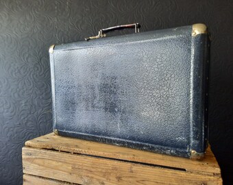 Vintage steampunk suitcase, blue suitcase, vintage style suitcase, vintage travel bag, bazar du voyage, steamer trunk, steampunk bag,