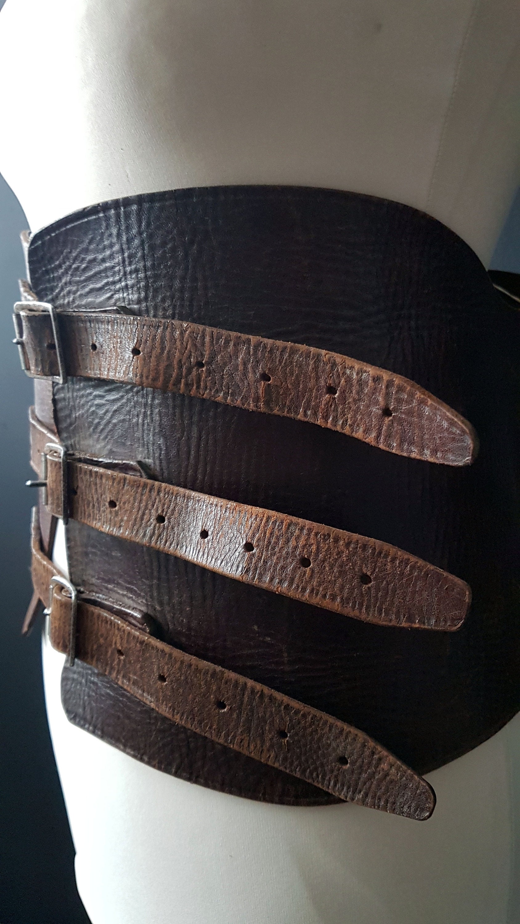 Plus Size Leather Kidney Belt Brown Leather Belt Wide Etsy