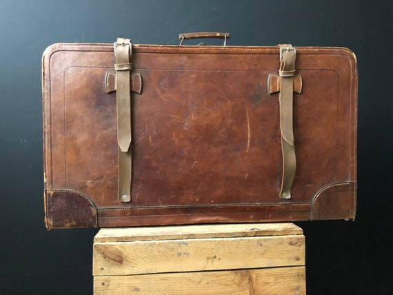 Brown Leather suitcase, steampunk suitcase, vintag