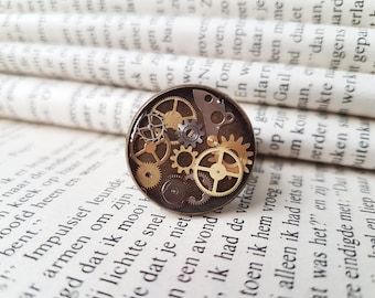 Steampunk Ring for him, Steampunk Ring, Male Steampunk ring, Adjustable Ring, Steampunk Jewelry, Steampunk Ring with gears