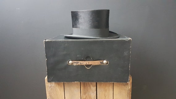 Authentic Black Steampunk Top Hat, Black Beaver Ha