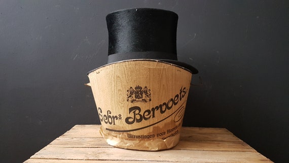 Steampunk hat and hat box, authentic Black Silk Ha