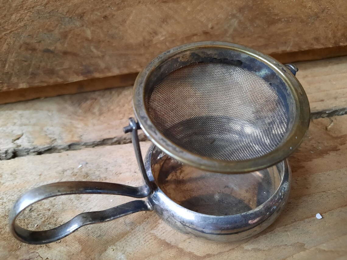 Vintage tea strainer and stand Loose tea strainer Tea party Etsy