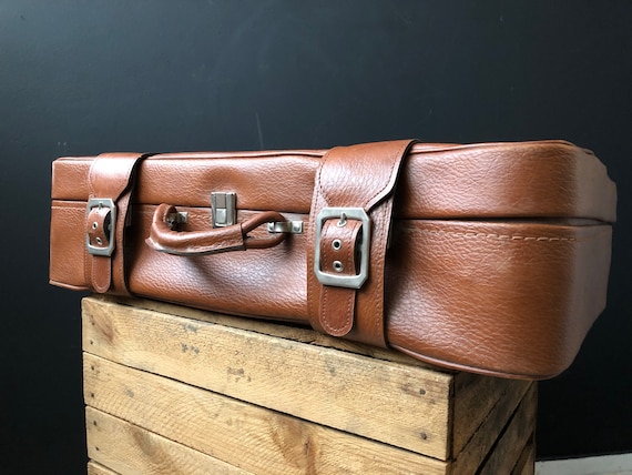 Retro Leather Suitcase, large vintage suitcase, vi