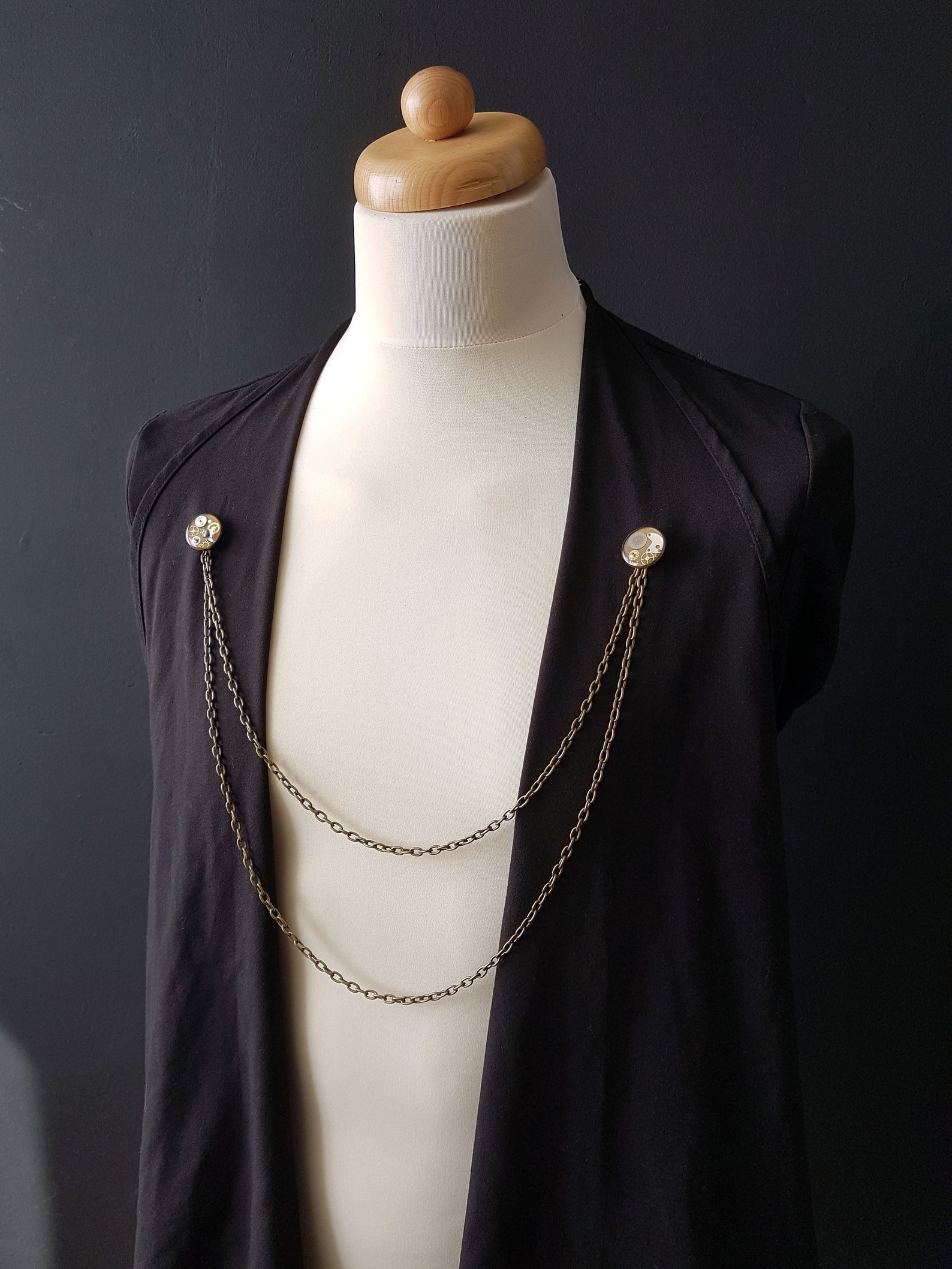 Cloak clasp cloak pin body chain Steampunk lapel pin chain Etsy