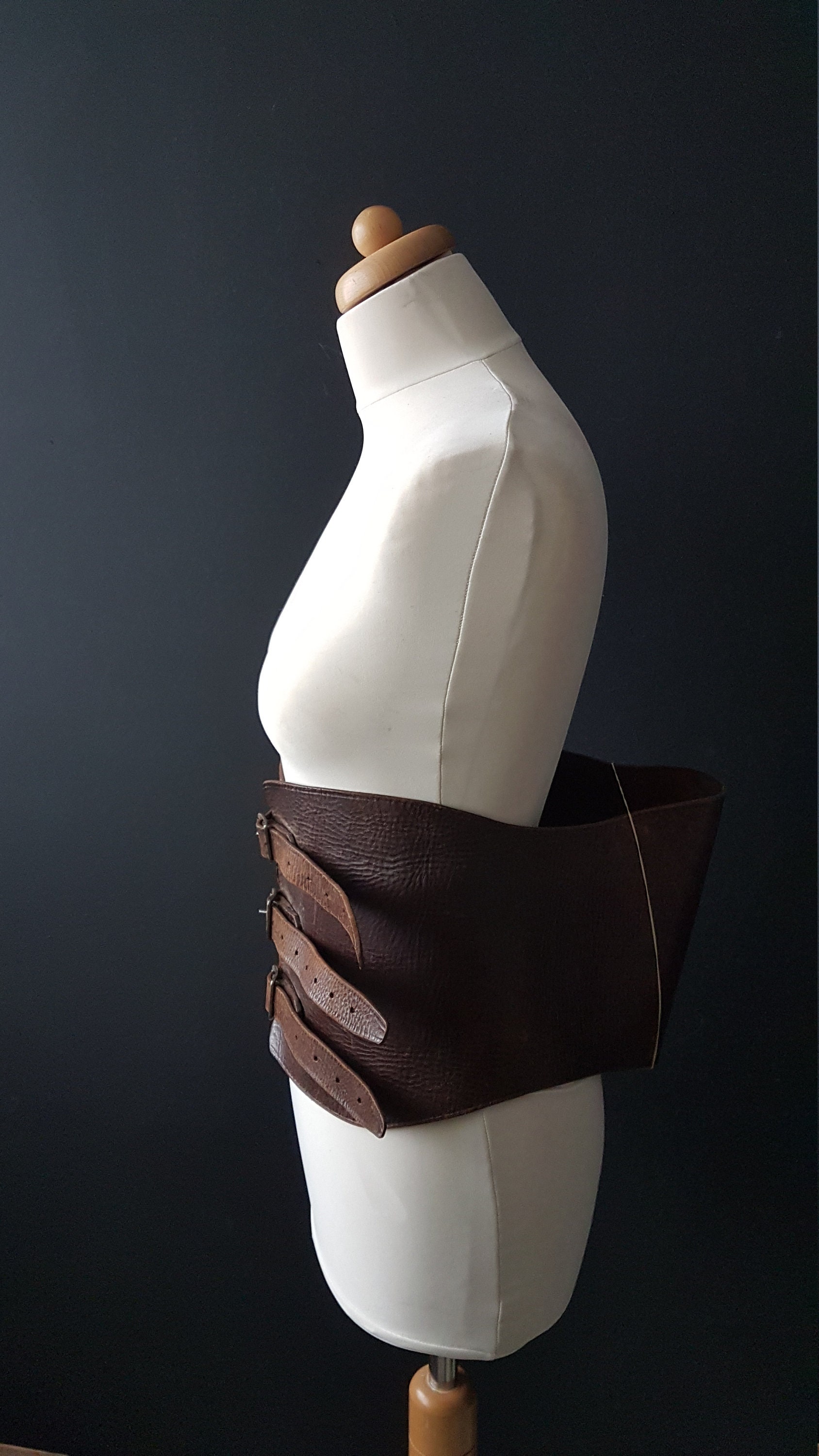 Plus Size Leather Kidney Belt Brown Leather Belt Wide Etsy