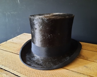 Wedding High Top Hat/ Wool Felt Cylinder Hat/Stove pipe Hat /Topper 41/2"(inch Wedding High Top Hat/ Wool Felt Cylinder Hat/Stove pipe Hat /Topper 41/2"(inch