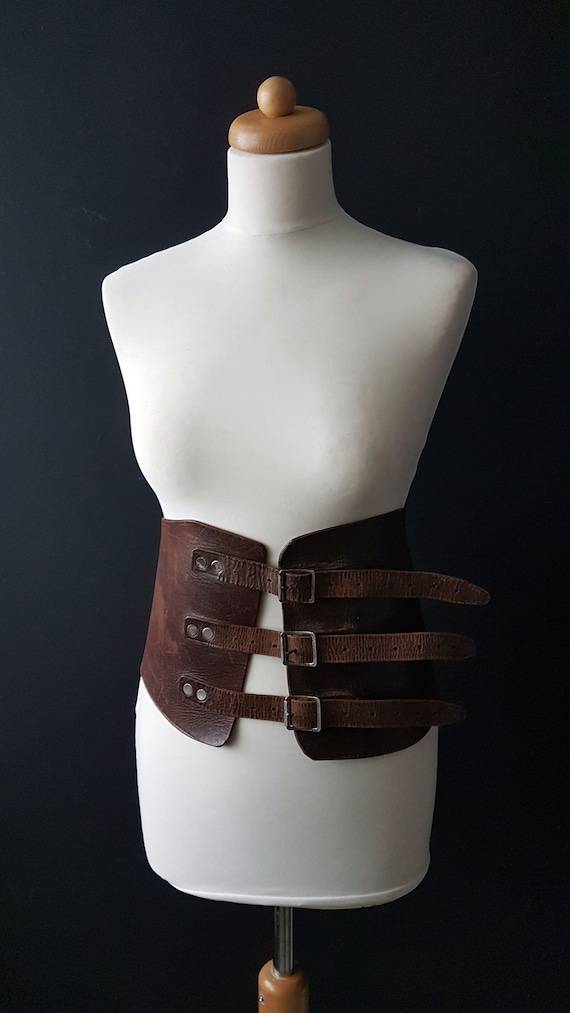 Plus Size Leather Kidney Belt, Brown Leather Belt,