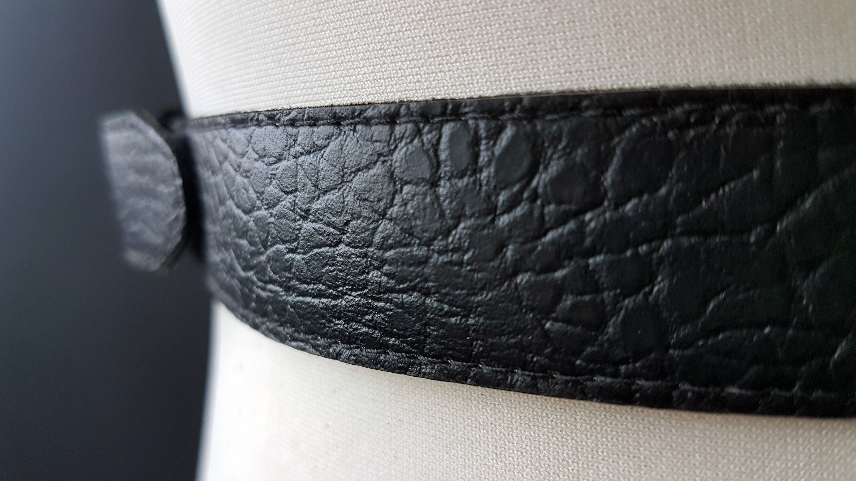 Snake Skin Pattern Black Thin Leather Belt | Etsy