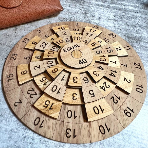 Equal40 Rotating Wooden Maths Puzzle - Challenging, Fun, Numbers, Brain Training