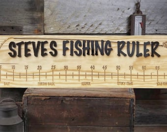 Natural Timber FISHING RULER - Novelty, Fun, Personalised, Unique, Man Cave, Fisherman