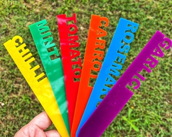 Acrylic Garden Markers for Herbs, Plants, Flowers, Vegetables, Fruit, Spices - Bright Colours, Fun, Sustainable, Engaging