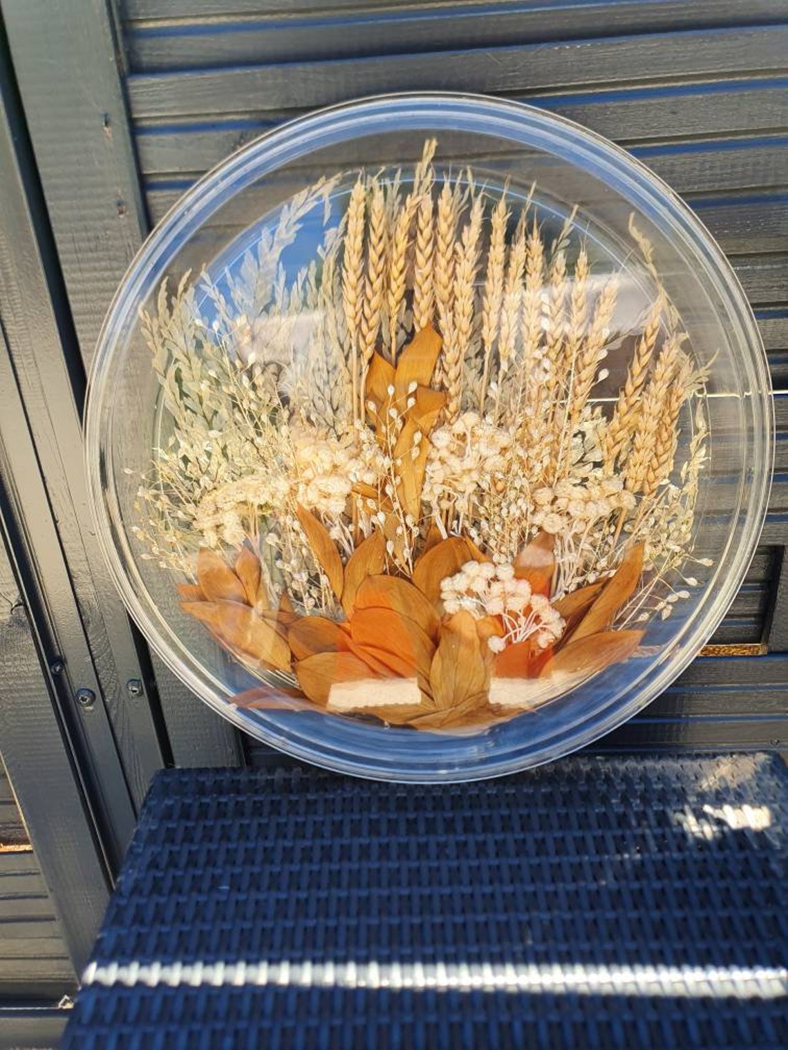 Vintage large tray dried flowers in plexiglass creation alpac Etsy