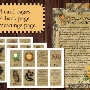 Printable Oracle of the Path in the Woods english version INSTANT DOWNLOAD PDF . Divination, card reading, spiritual messages.