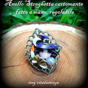 Anello Streghetta cartomante fatto a mano, regolabile. carte,tarocchi,divinazione,strega,wicca,accessori