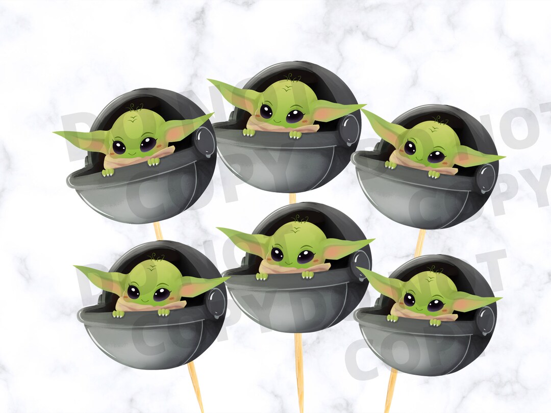 12 CT Baby Yoda Cupcake Toppers the Child Cupcake Toppers Baby Etsy