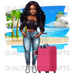 Pegar Voos Boneca de Viagem Menina Negra Magia Melanina Mulher Negra PNG Afro Moda Afro-Americana clipart Planejador Camiseta Tumbler Sublimação