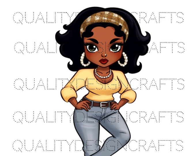 Transparent Fashion Doll Black Girl Magic Melanin Black Woman PNG Afro Fashion girl African American clipart Planner Tshirt Sublimation
