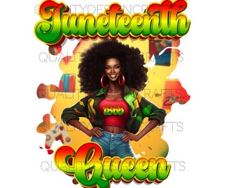 Juneteenth Queen Black Girl Magic Melanin Black Woman PNG Afro Fashion girl African American clipart PNG Planner Tshirt Tumbler Sublimation