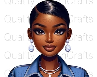 Beautiful Fashionista Black Girl Magic Doll Melanin Woman PNG Afro Fashion girl African American clipart Planner Tshirt Tumbler Sublimation