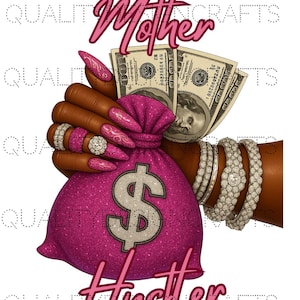 Madre Hustler Ragazza Nera Magia Melanina Donna Nera PNG Afro Moda ragazza Afroamericana clipart PNG Soldi Maglietta Tumbler Sublimazione