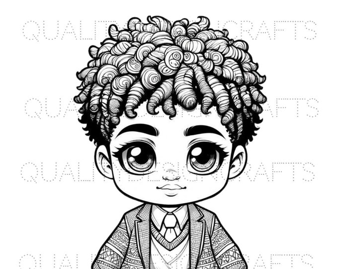 Coloring Page Black Boy Magic King Melanin Black Children PNG Afro Fashion African American clipart PNG Planner Tshirt Tumbler Sublimation