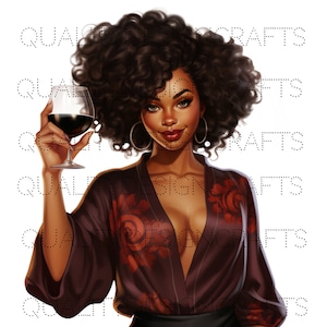 Rainha do Vinho Linda Garota Negra Mágica Melanina Mulher PNG Afro Fashion girl Afro-Americano clipart PNG Planejador Camiseta Tumbler Sublimação