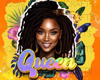 Queen Beautiful Black Girl Magic Melanin Black Woman PNG Afro Fashion girl African American clipart PNG Planner Tshirt Tumbler Sublimation