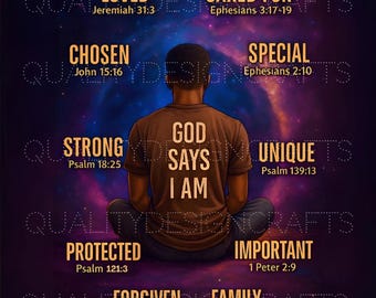 Gott sagt, ich bin digitaler Download PNG | Christliche Wandkunst druckbare | Bibel Vers Schrift PNG | Inspirierende Glaube Clipart für Sublimation