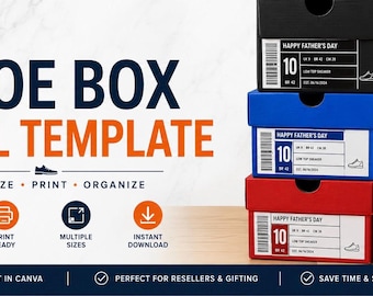 Shoe Box Party Favor Label Sneaker Template Editable Closet Organizer Tags | Printable Collector Packaging | Customizable Digital Download