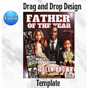 Plantilla de portada de revista viral de Canva Collage de fotos Regalo personalizado para él Marco de fotos para papá Arrastrar y soltar Regalo del Día del Padre El mejor papá del mundo