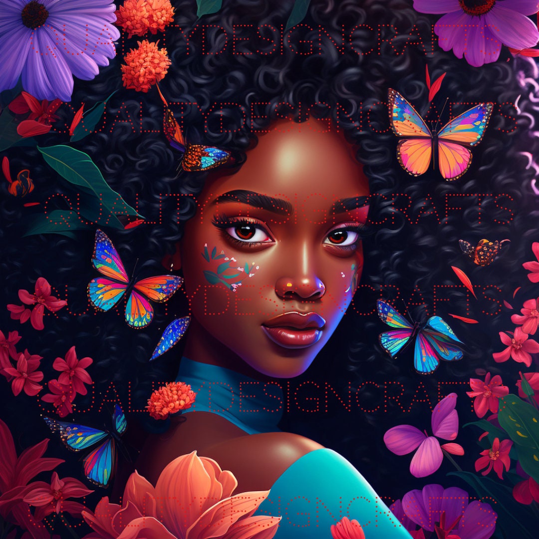 Beautiful Black Girl Magic Melanin Black Woman PNG Afro Fashion girl