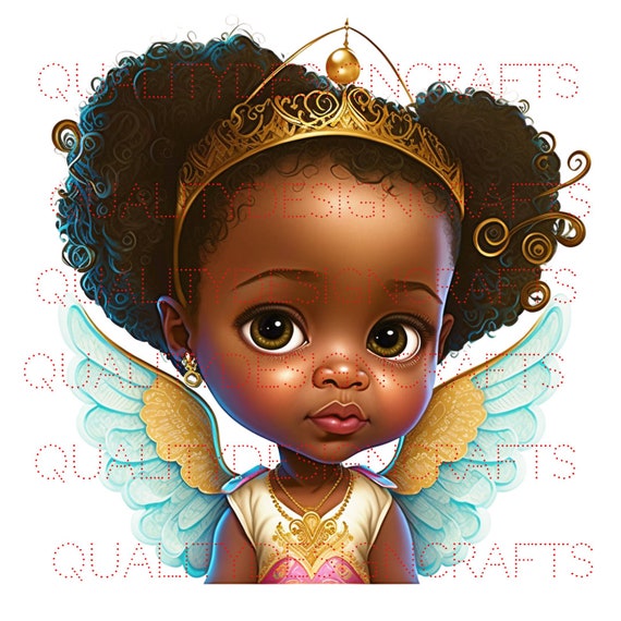 Designer Diaper Bag - African American Baby Girl Angel - Hot Pink Mult