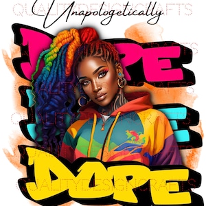 Linda Dreadlock Black Girl Magic Melanin Mulher Negra PNG Afro Fashion girl African American clipart Planner Tshirt Tumbler Sublimation