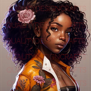Beautiful Black Girl Magic Melanin Black Woman PNG Afro Fashion girl African American clipart PNG Planner Tshirt Tumbler Sublimation