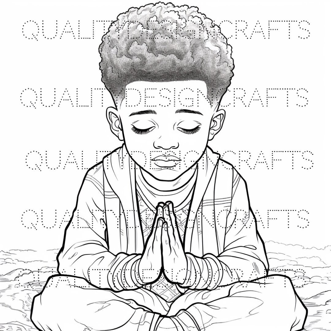 Coloring Page Black Boy Magic King Melanin Black Children PNG Afro