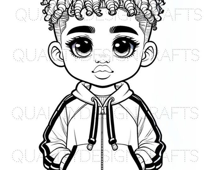 Coloring Page Black Boy Magic King Melanin Black Children PNG Afro Fashion African American clipart PNG Planner Tshirt Tumbler Sublimation