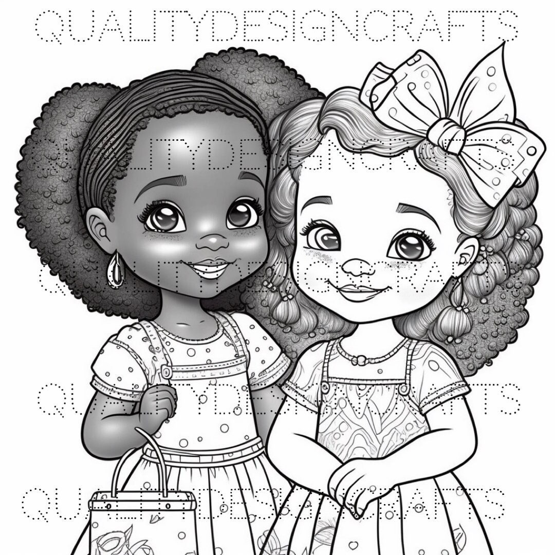 Coloring Page Kids Black Girl Magic Melanin Black PNG Afro Etsy