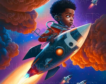 Empowering Black Boy Joy King Black Rocketman Takeoff Magic PNG Fashion girl African American clipart PNG Planner Tshirt Tumbler Sublimation