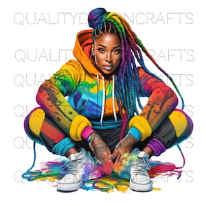 Beautiful Dread Loc Black Girl Magic Melanin Mulher Negra PNG Afro Fashion girl African American clipart Planner Tshirt Tumbler Sublimation