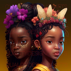 Bambini Bella ragazza nera Melanina magica Donna nera PNG Afro Fashion girl Clipart afroamericana PNG Planner Tshirt Tumbler Sublimazione