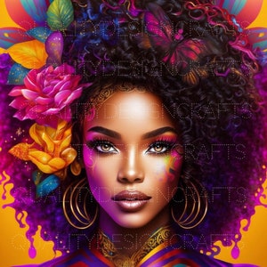 Linda garota negra melanina mágica mulher negra PNG afro fashion girl afro-americano clipart png planejador camiseta tumbler sublimação