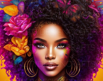 Beautiful Black Girl Magic Melanin Black Woman PNG Afro Fashion girl African American clipart PNG Planner Tshirt Tumbler Sublimation