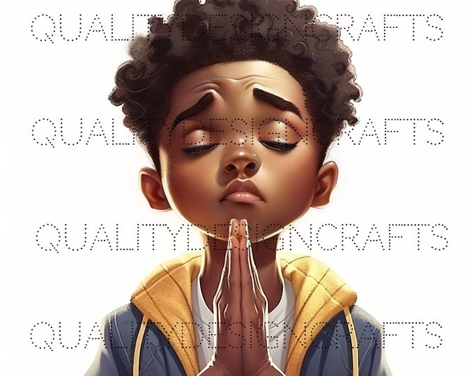 Transparent Praying Black Boy Magic King Melanin Black Children PNG Afro Fashion African American clipart  Planner Tshirt  Sublimation