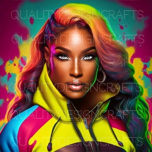 Colorful Beautiful Black Girl Magic Melanin Black Woman PNG Afro Fashion girl African American clipart Planner Tshirt Tumbler Sublimation