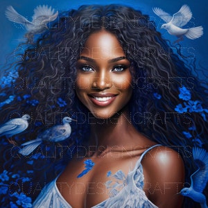 Beautiful Black Girl Magic Doves Melanin Black Woman PNG Afro Fashion girl African American clipart Planner Tshirt Tumbler Sublimation