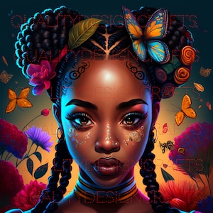 Mooie Black Girl Magic Melanin Black Woman PNG Afro Fashion meisje Afro-Amerikaanse clipart PNG Planner Tshirt Tumbler Sublimation